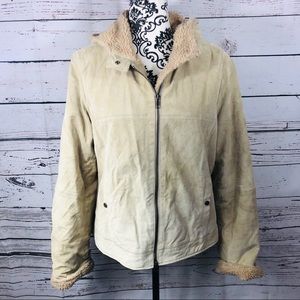 Danier Suede Leather Shearling Jacket Coat M